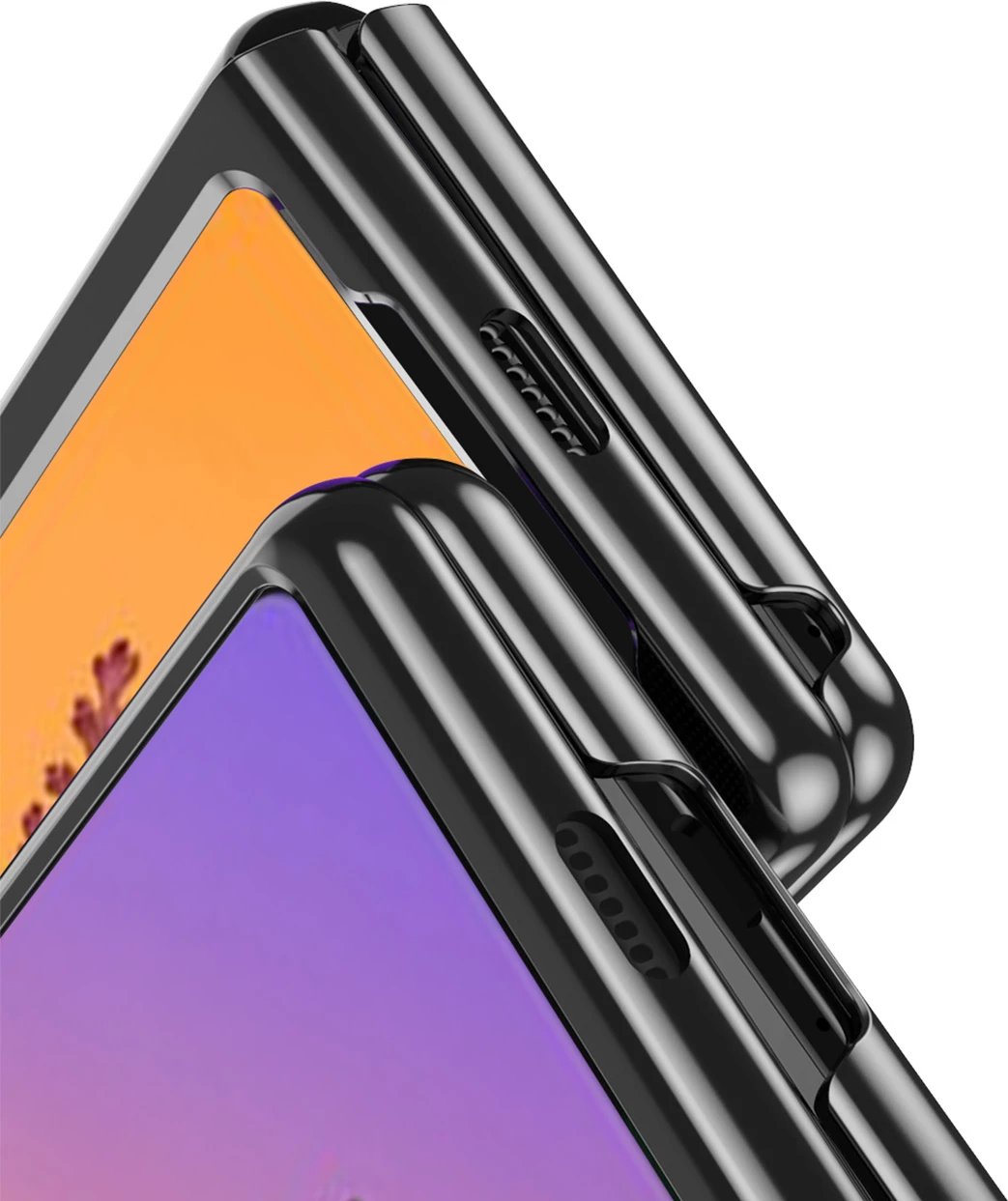 Mbështjellës Hurtel Plating Case për Samsung Galaxy Z Fold 4, kornizë metalike, e zezë