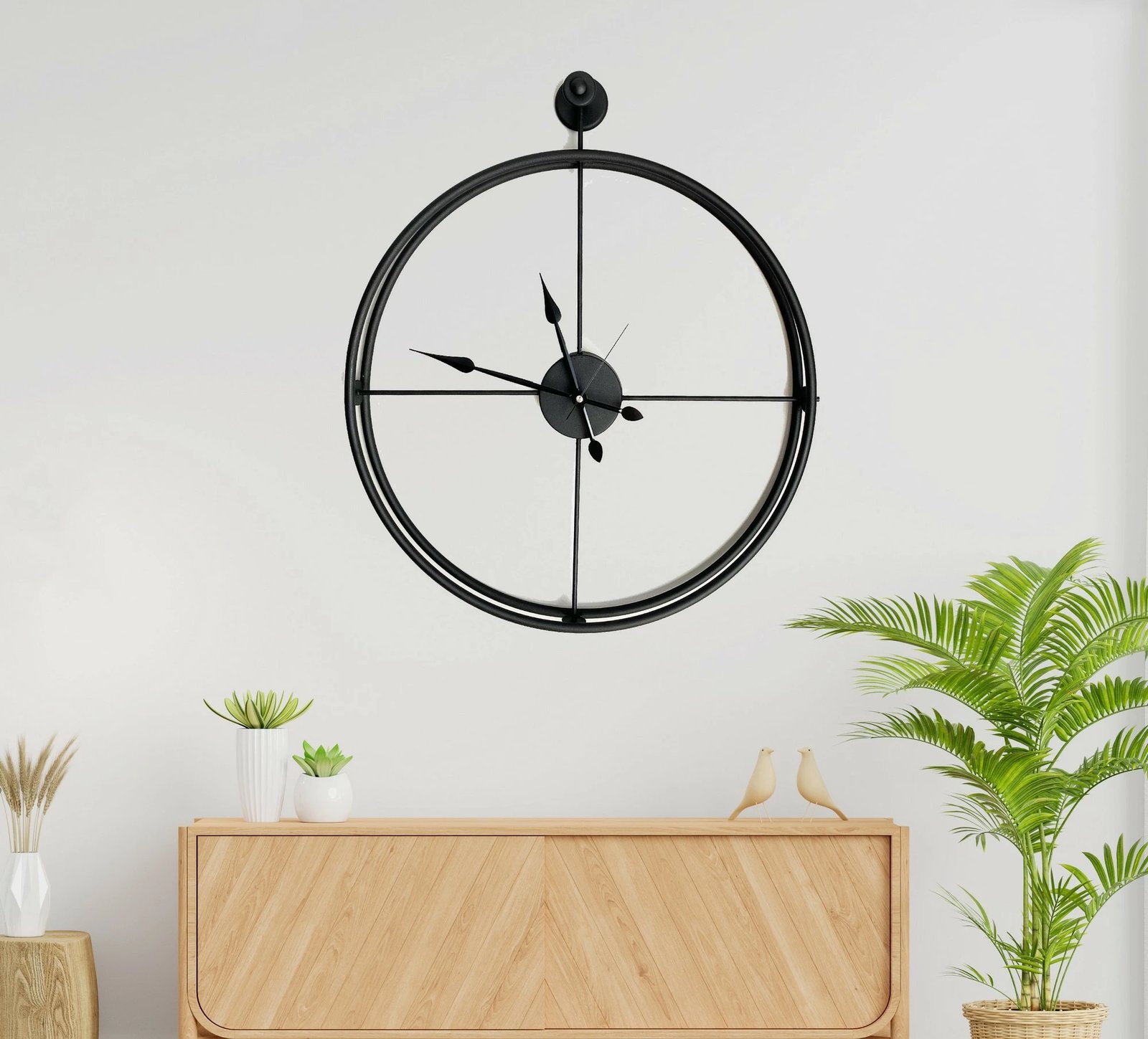 Orë muri dekorative prej metali, e zezë, Wallity, Mclock-00106