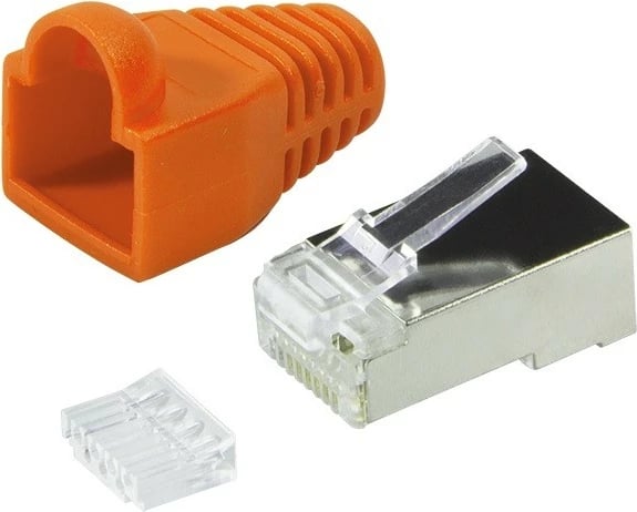 Lidhës RJ45 CAT.6 LogiLink MP0022O me mbulesë, 100 copë, Portokalli