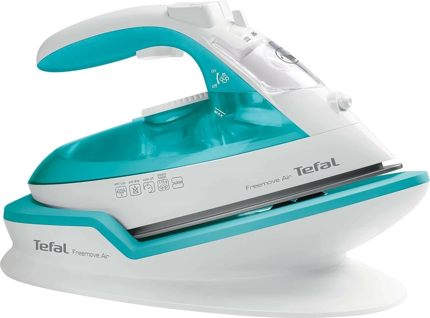 Hekur Tefal Freemove Air FV6520, pa kabllo, bardhë dhe turkuaz