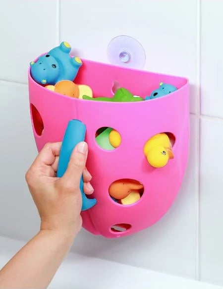 kuti lodrash për banjë Akuku plastike me dorezë dhe thithësa 25x22 cm gri