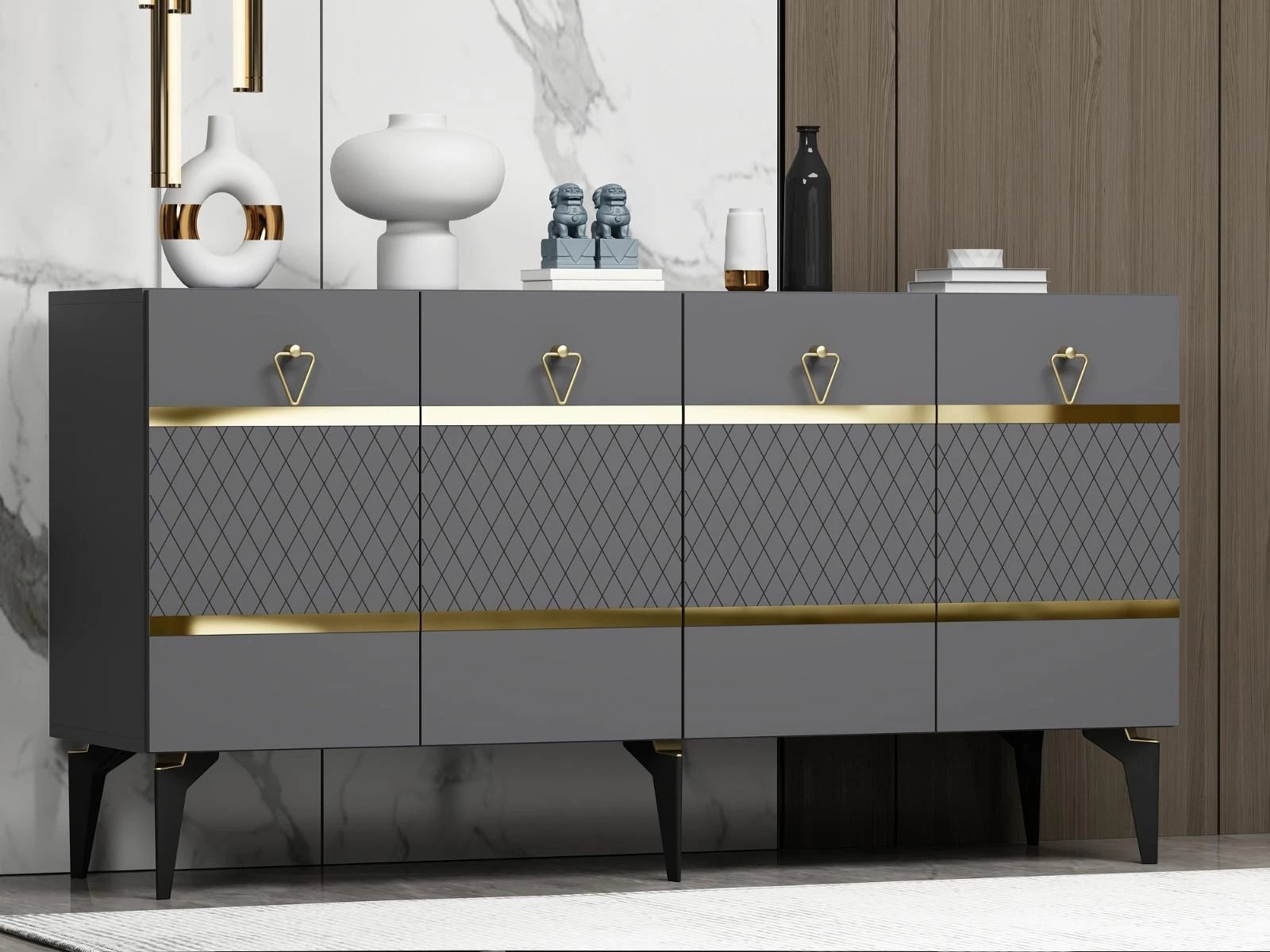 Konsol Skye Decor, ngjyrë antracit, ar