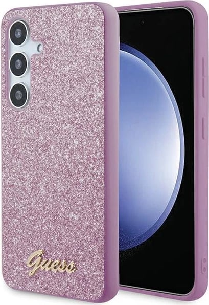 Mbështjellës Guess Glitter Script për Samsung Galaxy S24+, vjollcë
