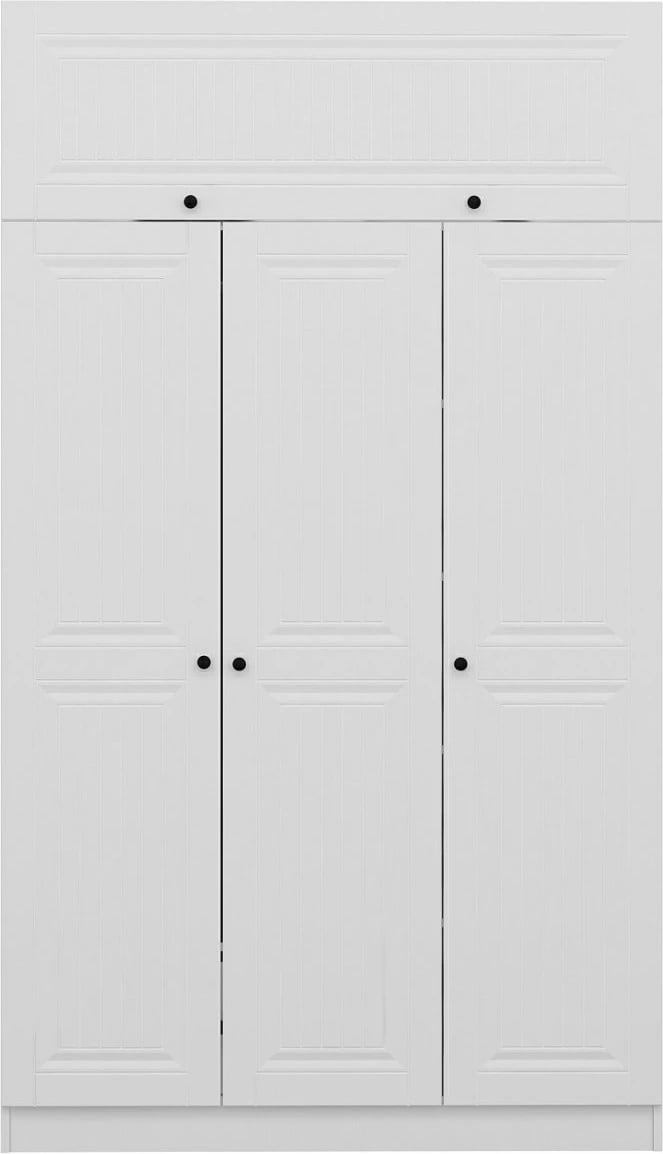 Dollap garderobe, ngjyrë e bardhë, Skye Decor, 3 kapakë, 2 sirtarë, 135x52x255 cm