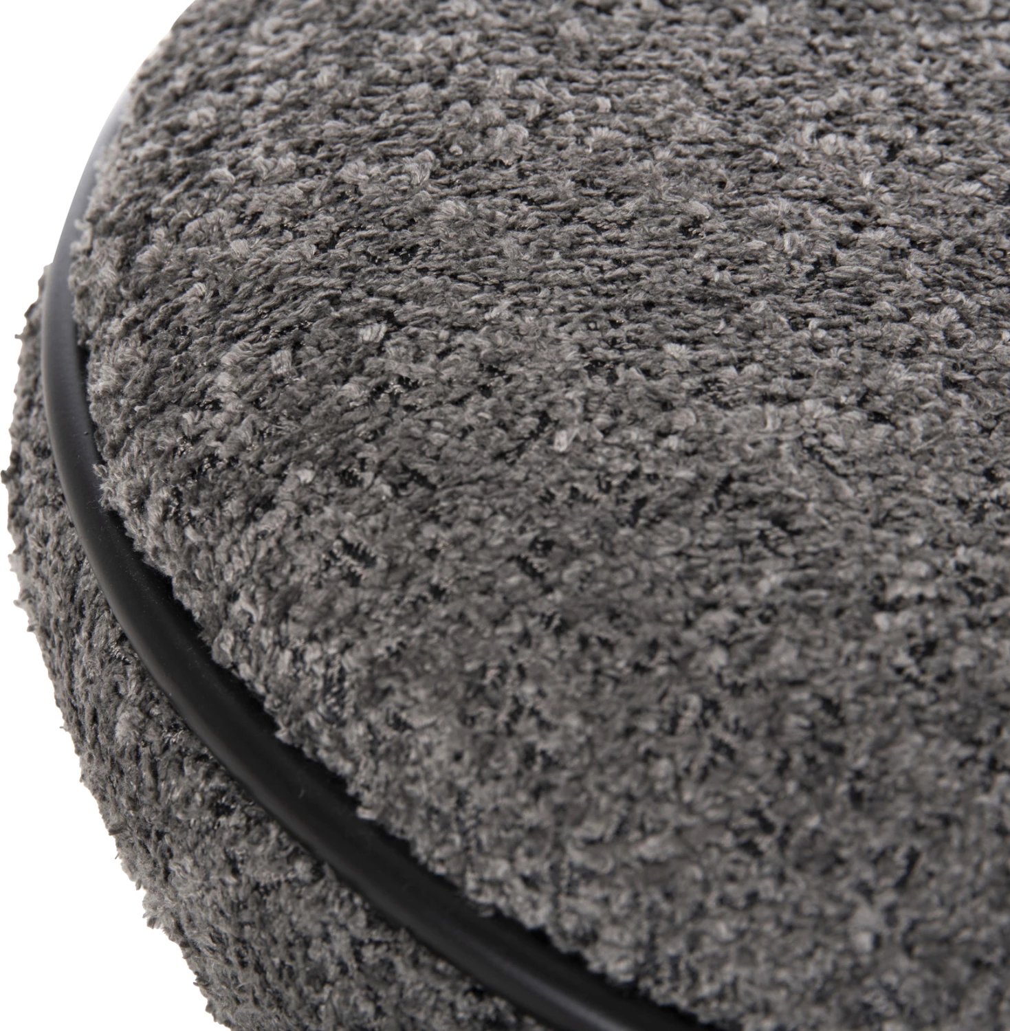 Karrige për bar rrumbullake LINNER FH9604.01, pëlhurë boucle gri-me detaje të zeza, D38x44 cm