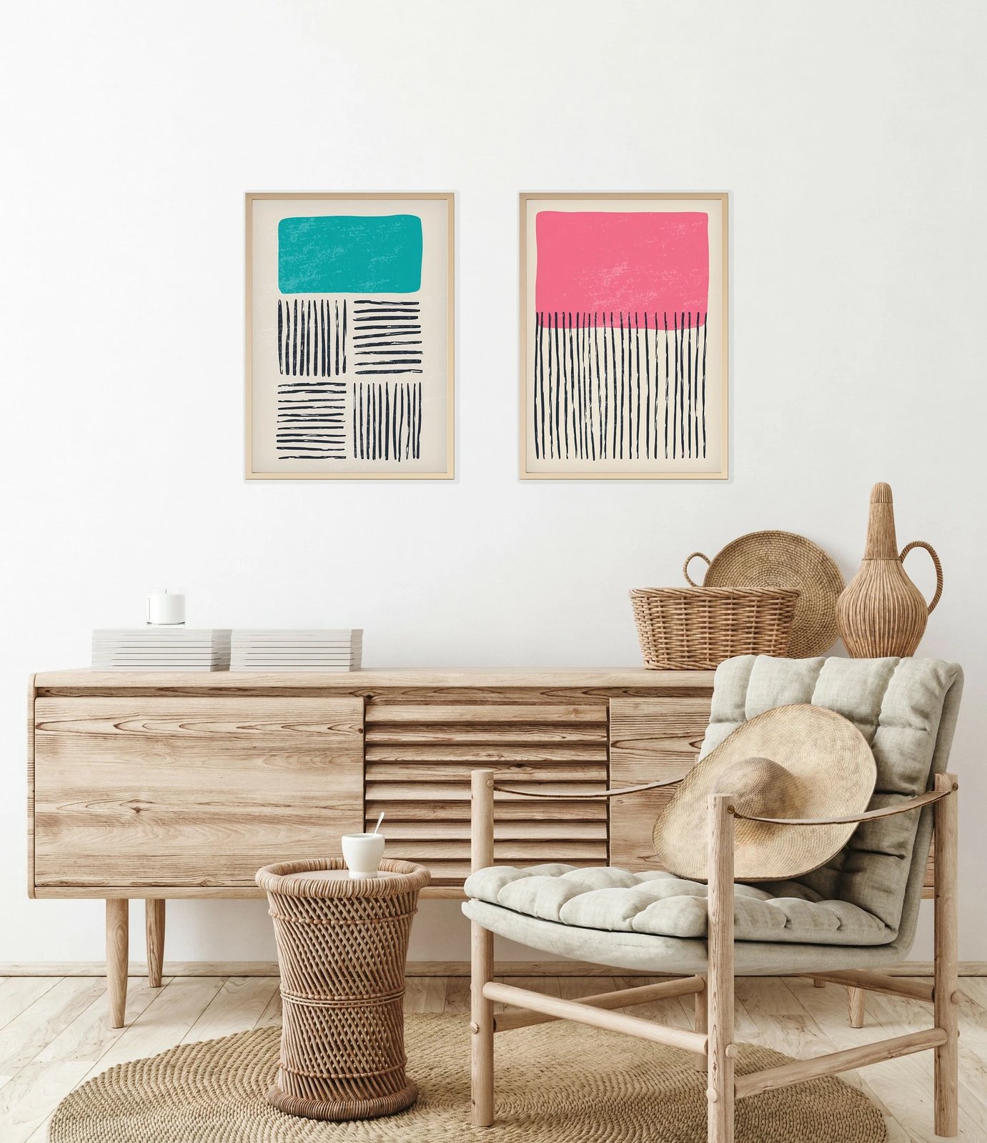 Pikturë dekorative me kornizë MDF (2 copë), Wallity, Huhu39, 70x50