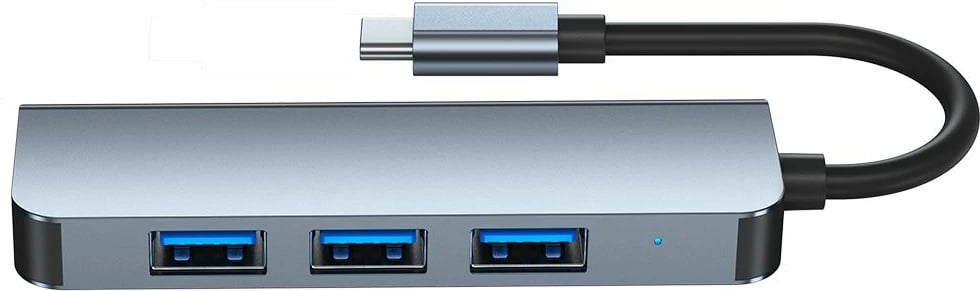 HUB Tech-Protect V1 4in1, USB-C në 3x USB-A 2.0 / USB-A 3.0, Gri