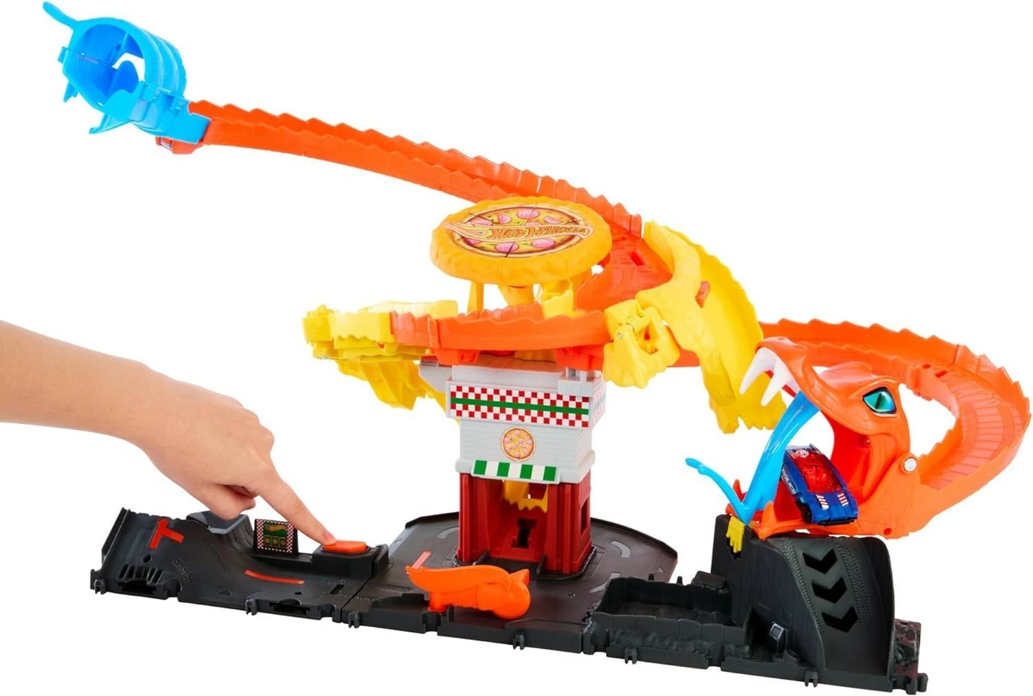 Set pistë lodër Hot Wheels City Odjazdowa Pizza Cobra Attack, plastikë, shumëngjyrëshe
