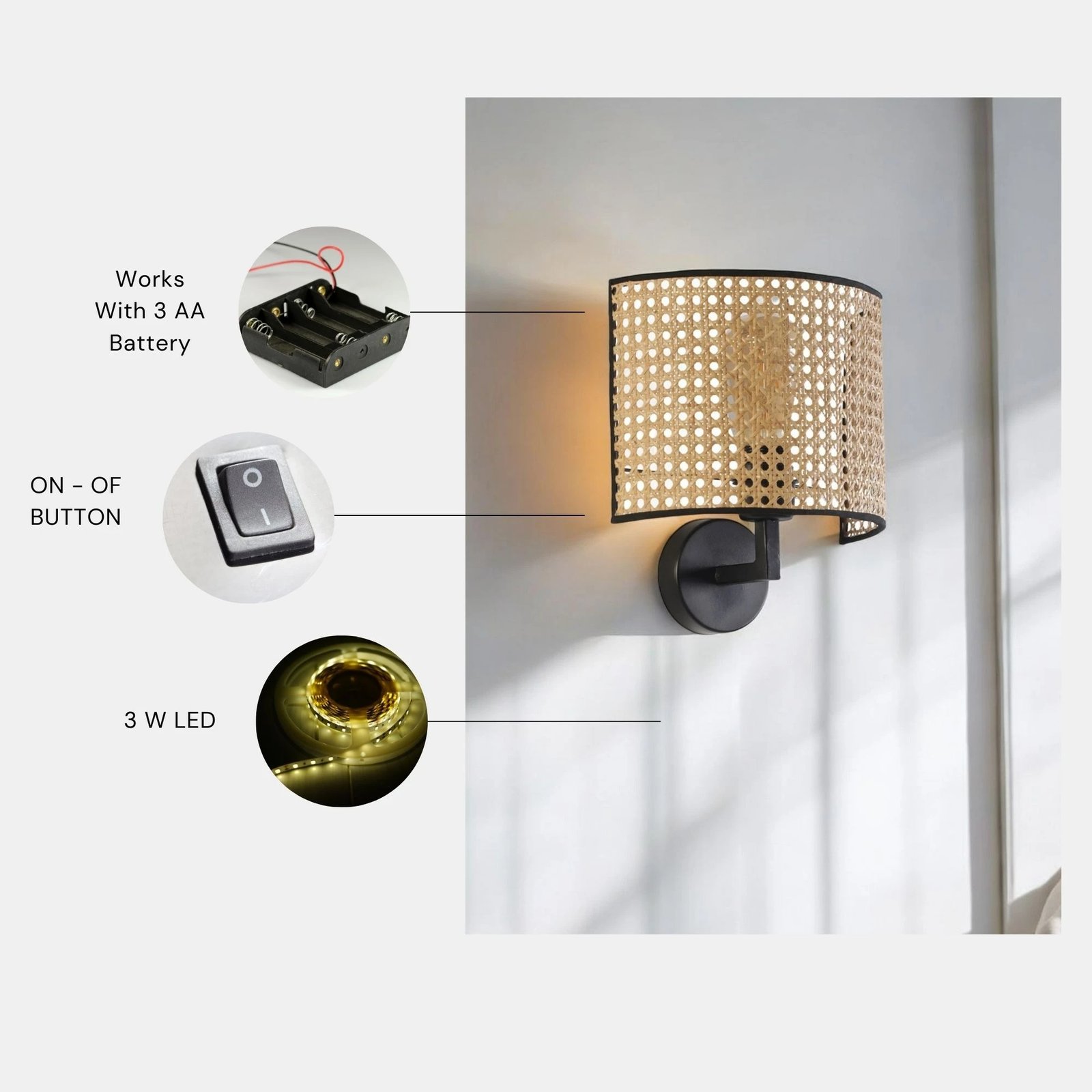 Llambë muri Opviq, Nala - 8767-1P, e zezë dhe bezhë