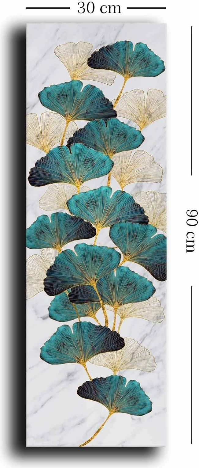 Pikturë dekorative në kanavacë, ngjyra ari, e gjelbër, e bardhë, bezhë, 30x90cm, Wallity 3090NISC-005