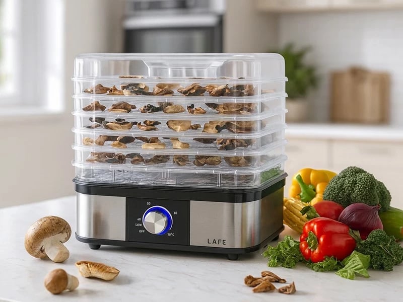 Tharëse ushqimi Lafe NutriDry, 5 tepsi, plastikë, argjendtë