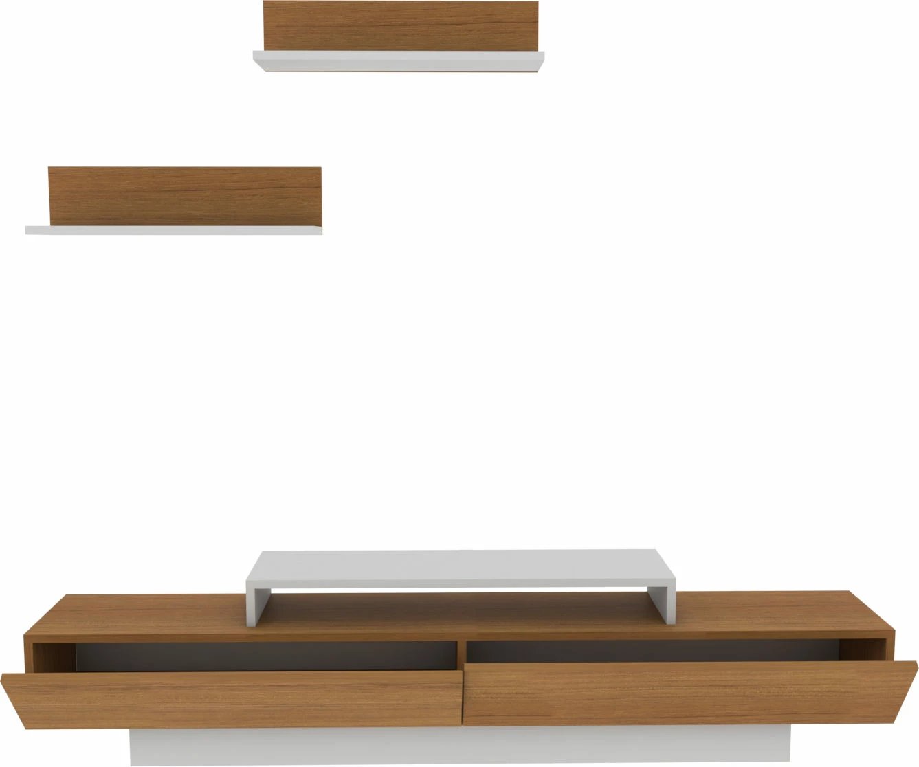 Komodë TV Skye Decor, Lusi, e bardhë dhe dru tik