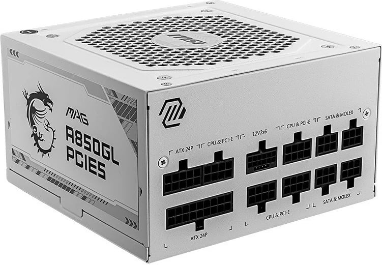 Furnizim me energji modular, MSI, MAG A850GL PCIE5, 850W 80 PLUS Gold ATX 3.0 PCIe 5.0, e bardhë