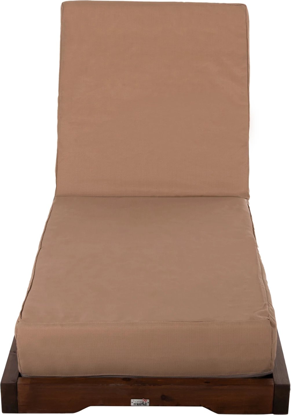 Shezlong plazhi i ulët IKARIA FH10622.04, dru pishe, ngjyrë arre, tekstilene mocha, jastëk 20cm i trashë