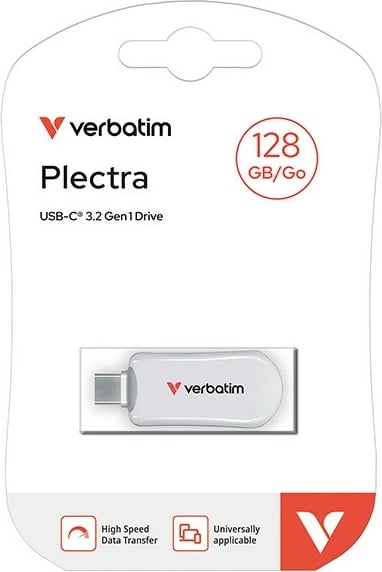 Pendrive USB-C, Verbatim Plectra 30229 128GB USB 3.2 100MB/s, e bardhë
