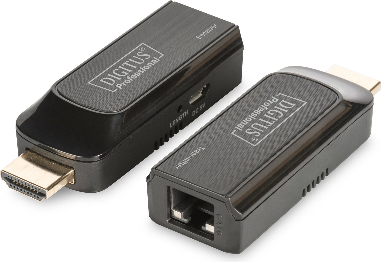 HDMI ekstender Digitus Mini, set transmetues & pranues, 50m, Full HD, PoE, e zezë