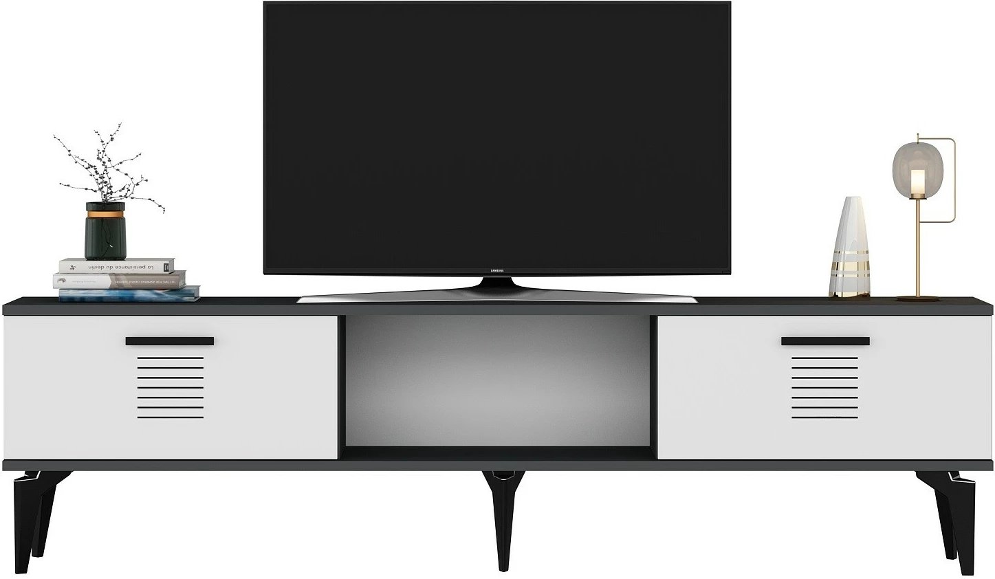 Komodë TV Skye Decor, antracit, e bardhë