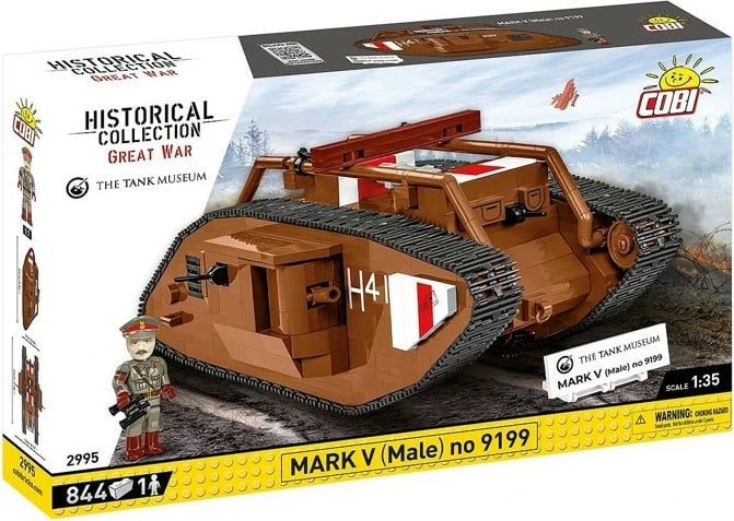 Set lodër ndërtimi Cobi Klocki Mark V (Male) 9199, 844 pjesë, kafe