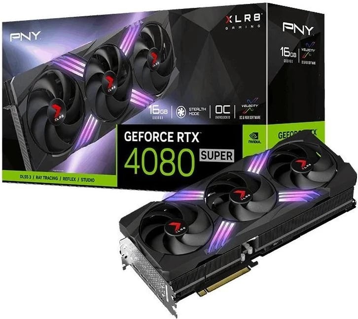 Kartë grafike PNY GeForce RTX 4080 SUPER XLR8 Gaming VERTO™ EPIC-X RGB™ Triple Fan OC 16GB GDDR6X DLSS 3