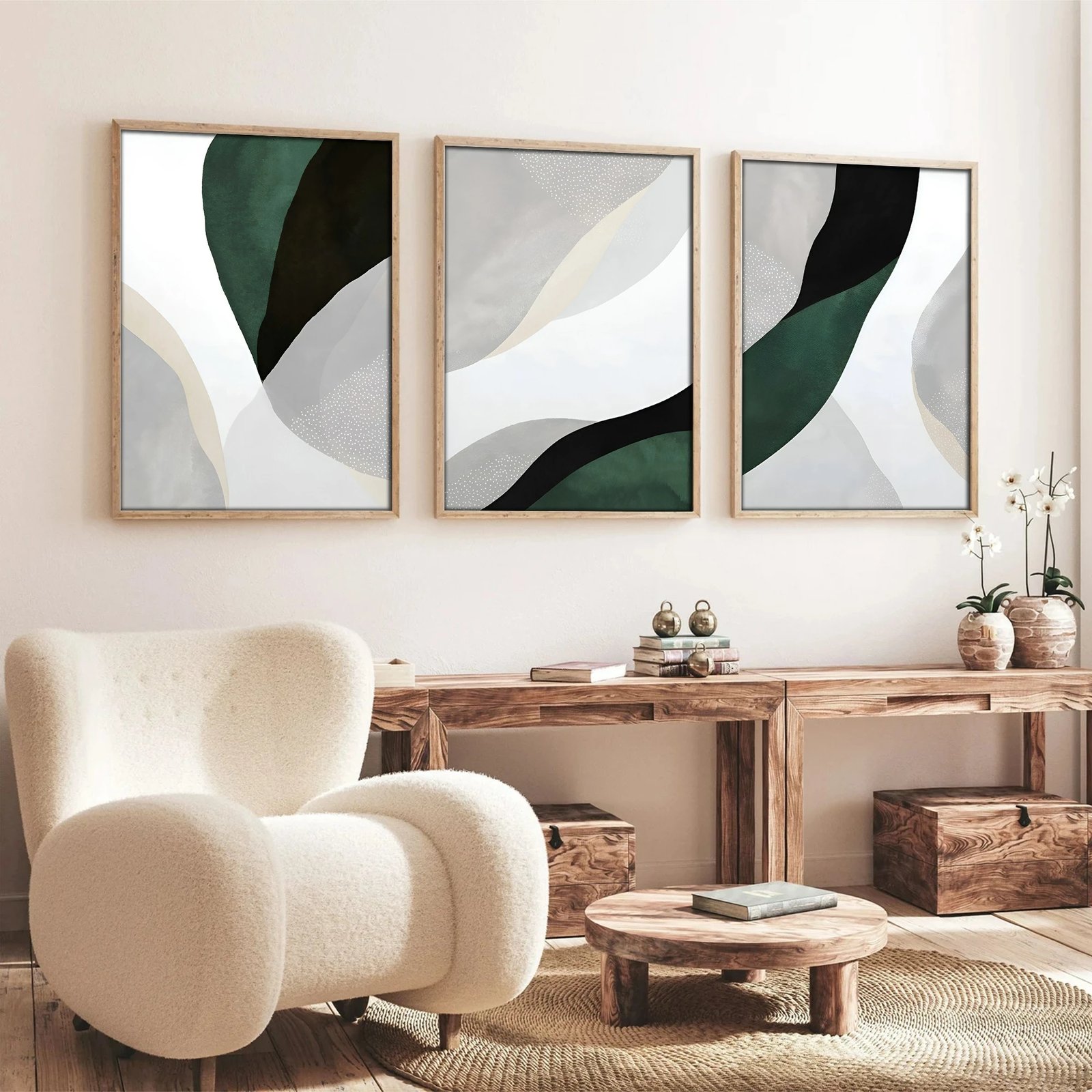 Set pikturash dekorative me kornizë, MDF, shumëngjyrëshe, Wallity, Huhu229, 20x30cm (3 copë)