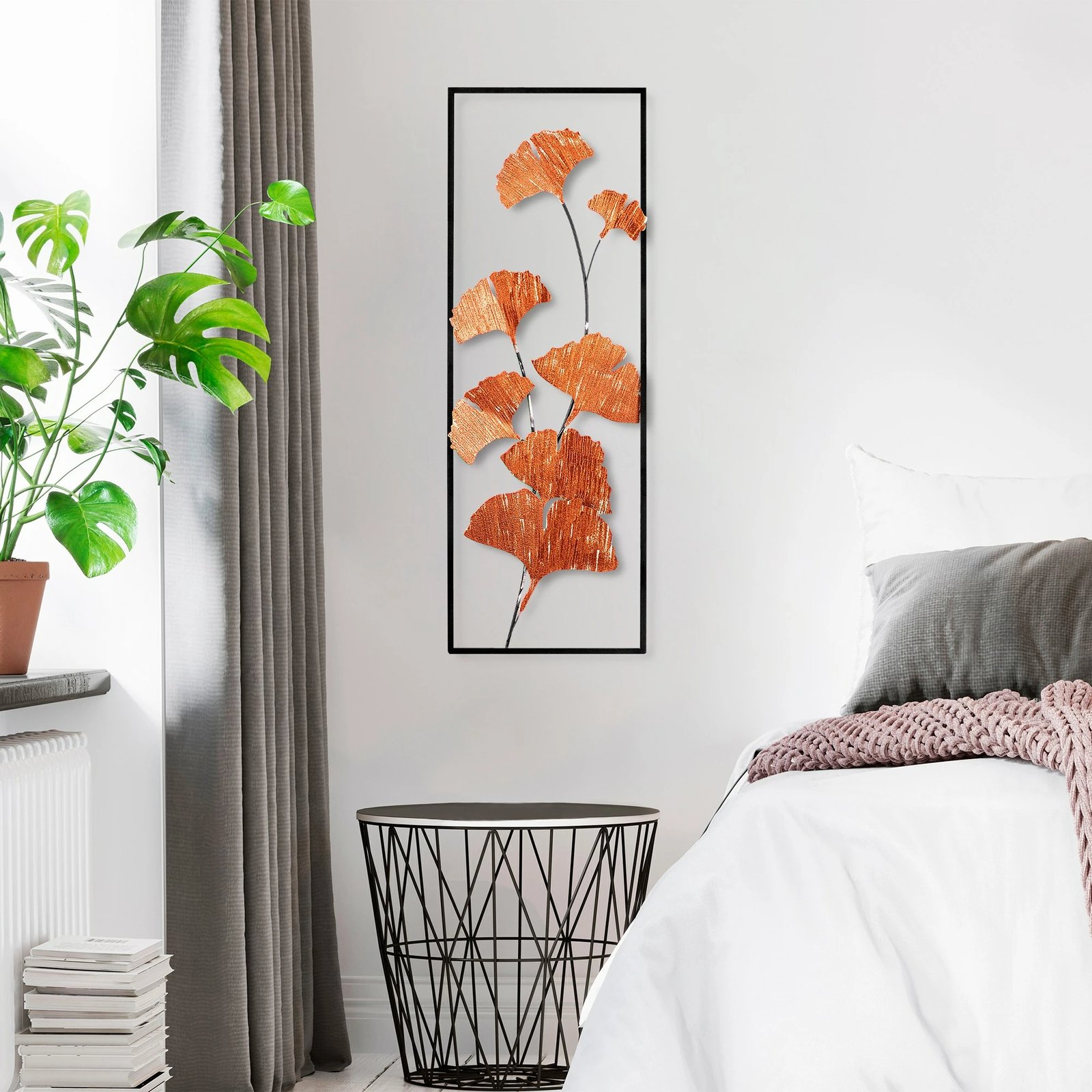 Aksesor dekorativ metalik për mur Wallity, Raspberry 3, shumëngjyrësh, 32x90x4 cm