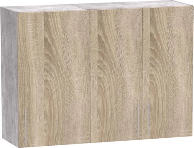 Njësi kuzhine Festa I melamine, ngjyrë sonoma dhe banak kuzhine ngjyrë gri e çelët, 100x60x85cm