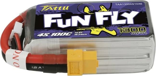 Bateri LiPo Tattu Funfly 1300mAh 14.8V 100C 4S1P, për dronë, me XT60