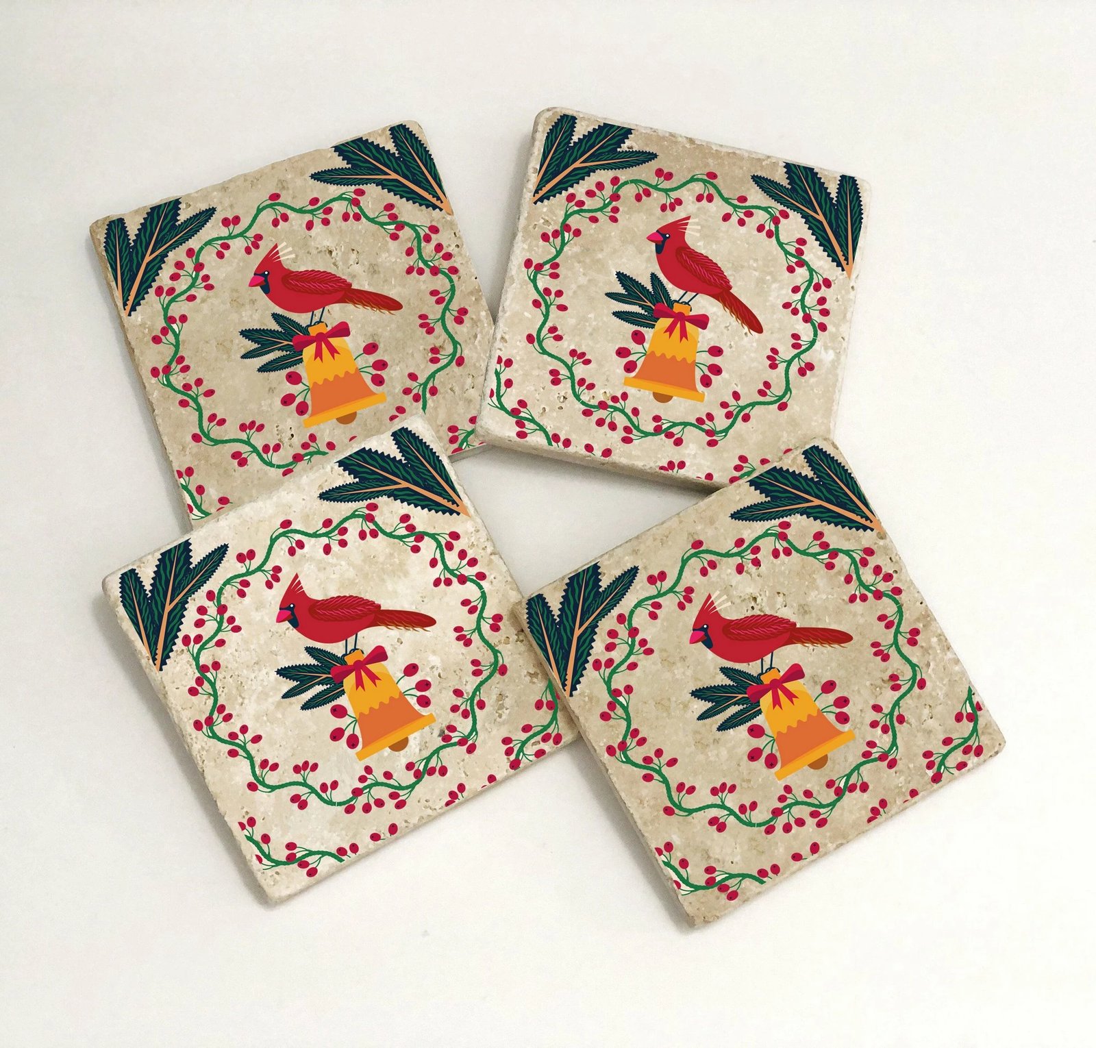 Set 4 copë nënfilxhanë prej guri natyral, shumëngjyrësh, Hermia, TBA387304