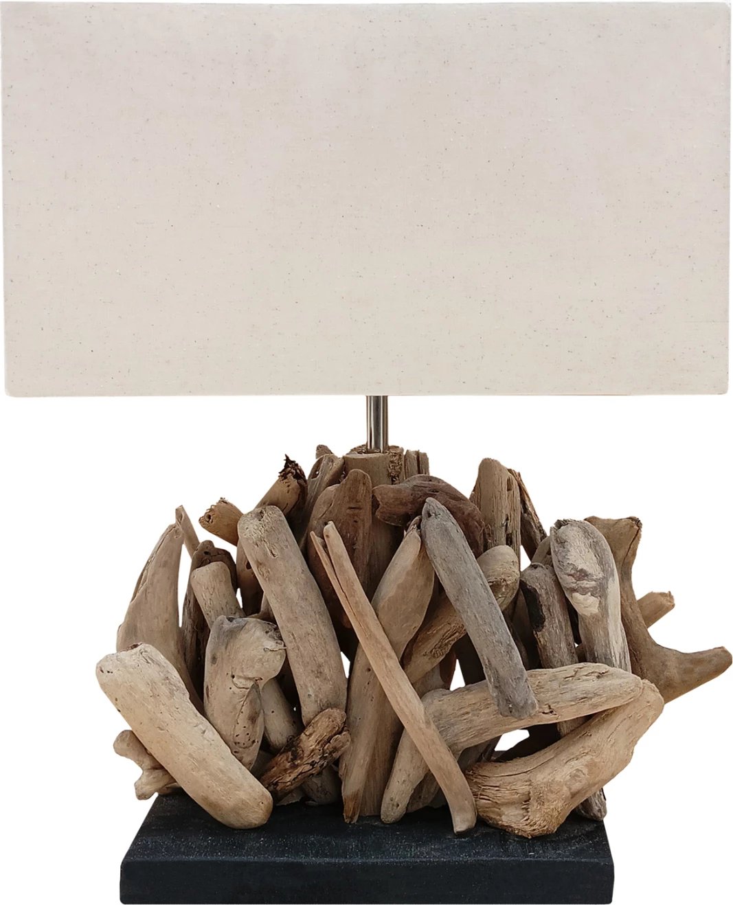 Llambë tavoline drejtkëndore TWIGGY FH4424, dru i sjellë nga deti & kapak i bardhë, 35x14x50H cm