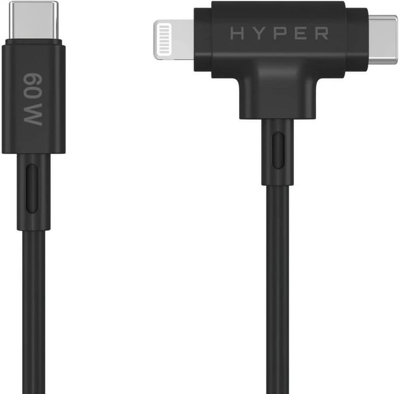 Kabllo Targus HyperJuice USB-C në USB-C/Lightning, 1.5m, 60W, e zezë