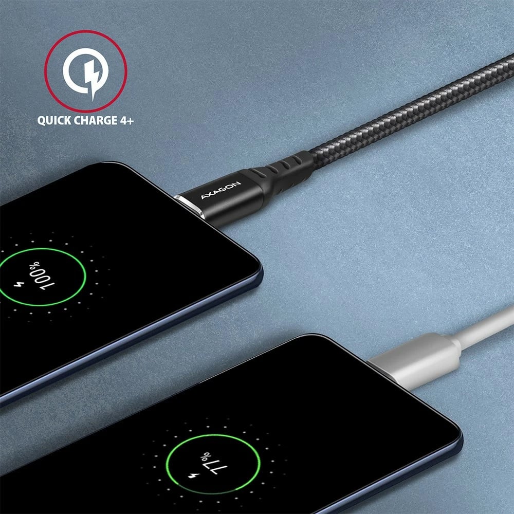 Kabllo USB-C AXAGON BUCM-CM10AB, 1m, 60W, e zezë