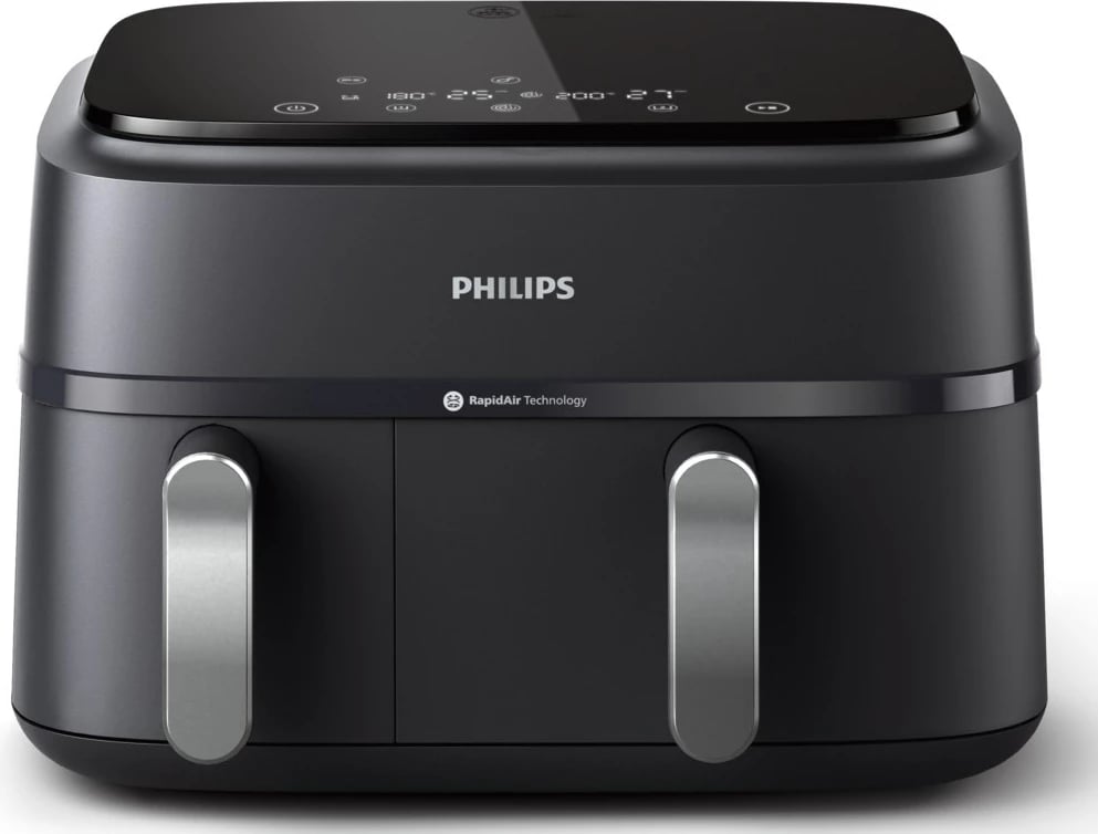 Fritezë me ajër të nxehtë Philips 3000 NA351/00, Dual Basket, Argjendtë