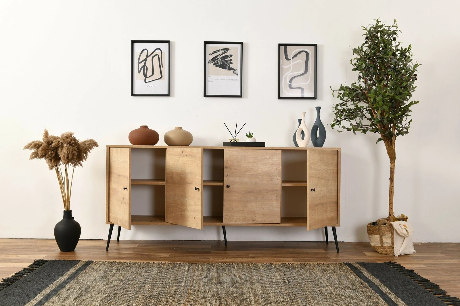 Konsolë Skye Decor, Calvin, ngjyrë lisi, v2