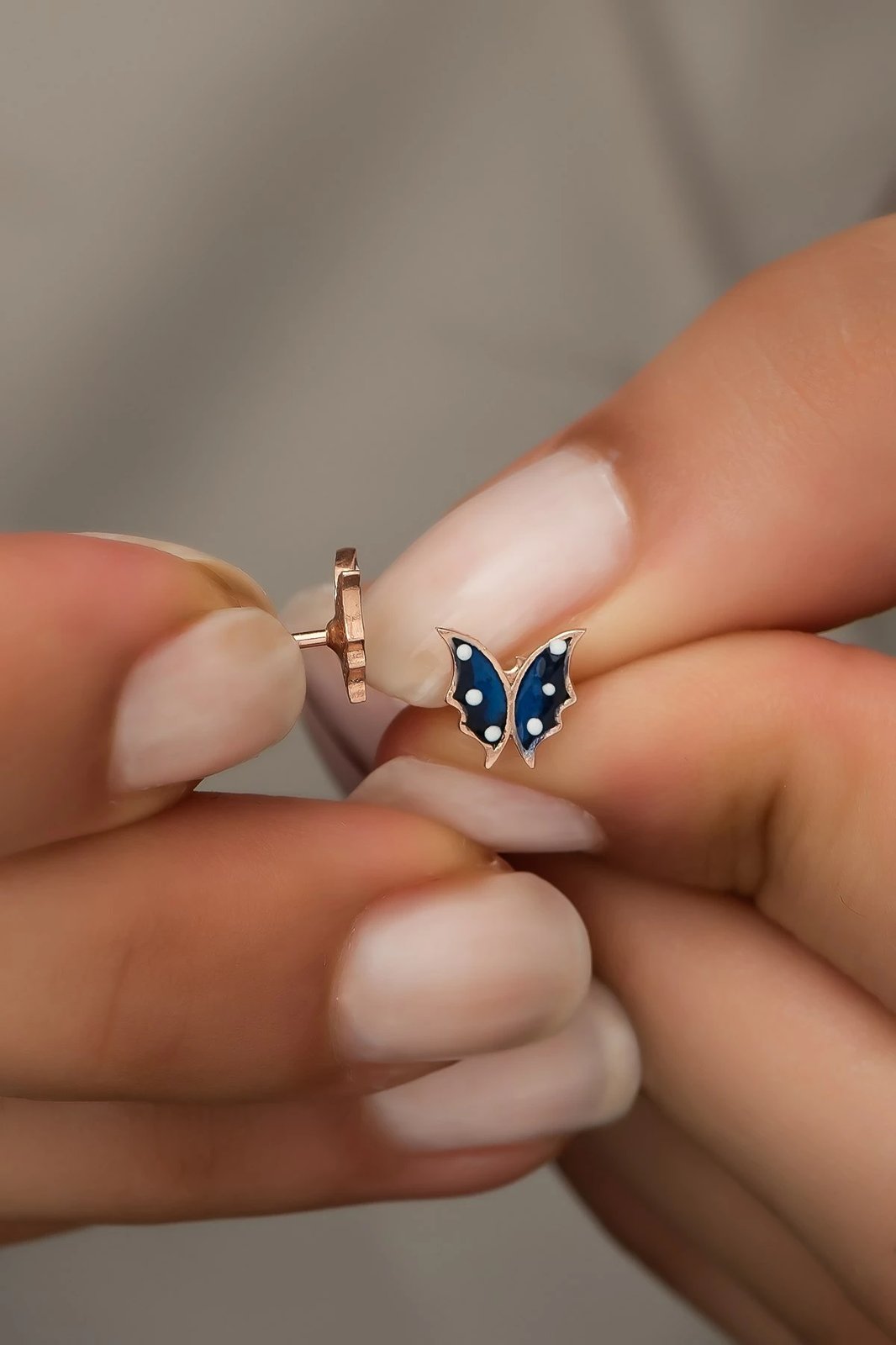 Vathë argjendi, ngjyrë ari rozë, model fluture, Jumeon, NRZ99412