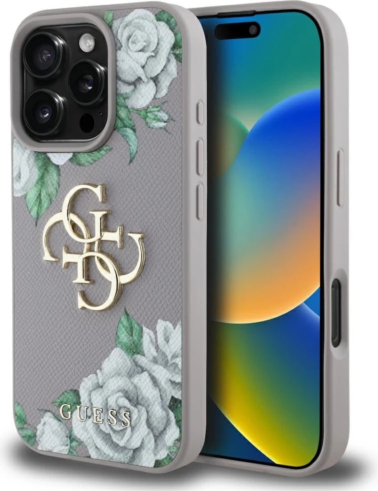 Mbështjellës Guess Grained Roses Big 4G logo për iPhone 16 Pro Max, Vjollcë