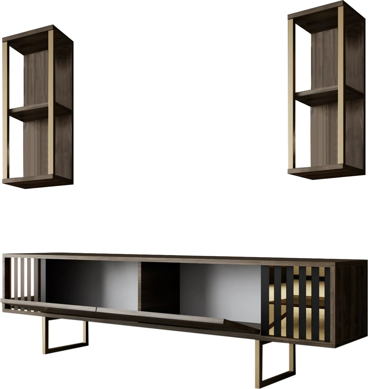 Set mobiljesh për dhomë dite Hanah Home, Gold Line, ngjyrë arrë, e artë