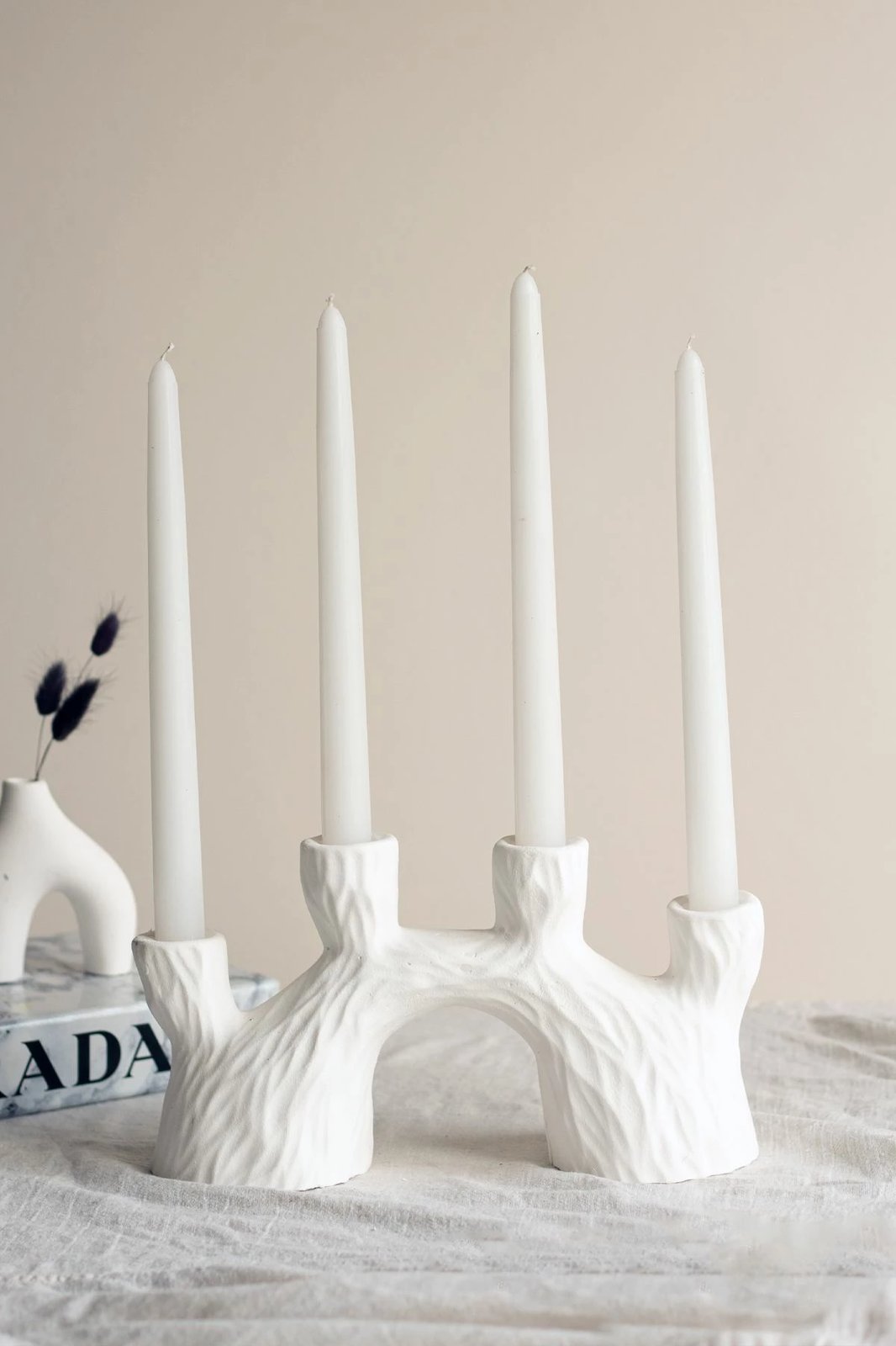 Set qiri mbajtës prej betoni, 5 copë, ngjyrë e bardhë, Evila Originals