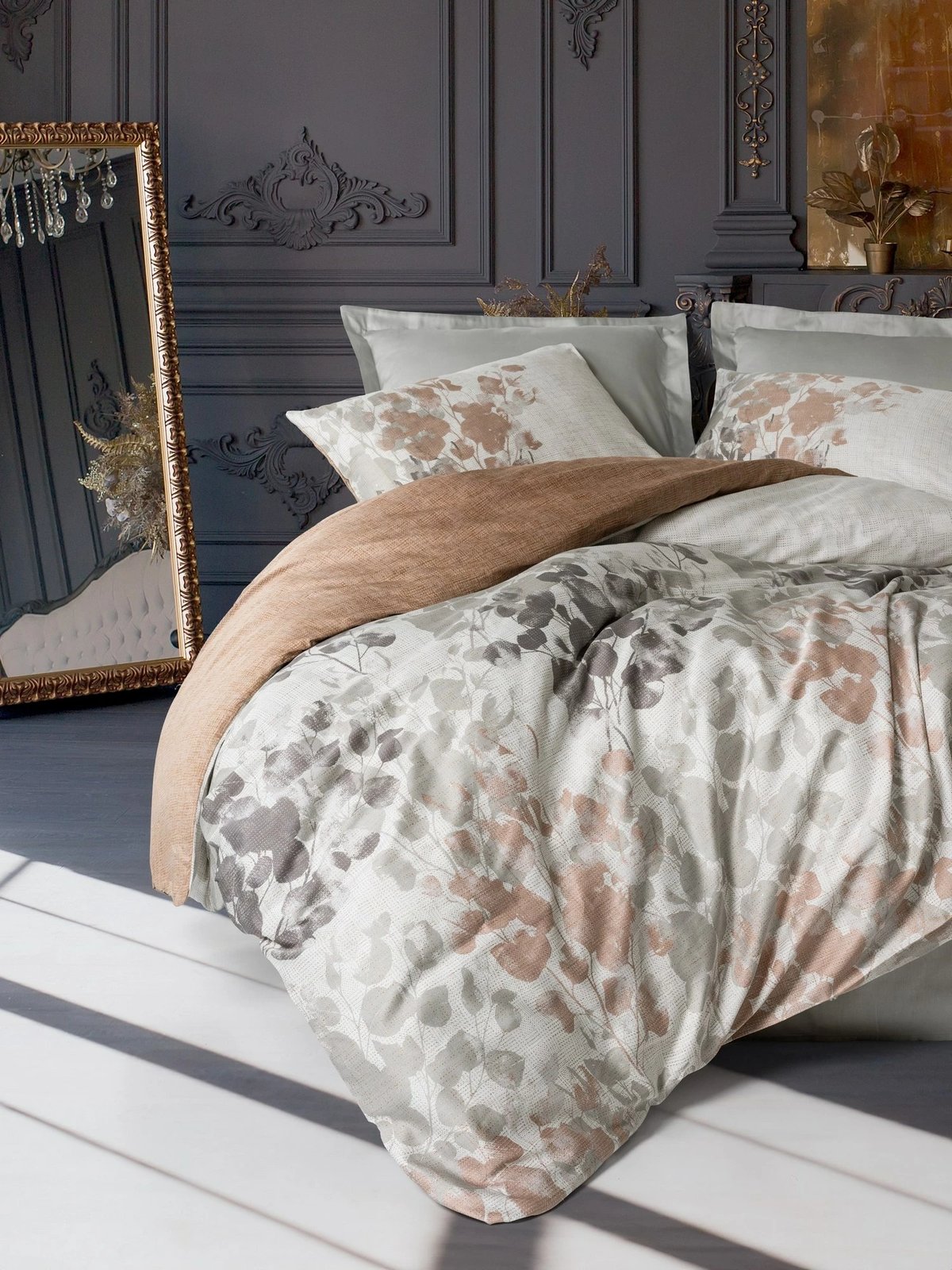 Set mbulesë jorgani prej sateni, njësh, ngjyrë gri, Blatt