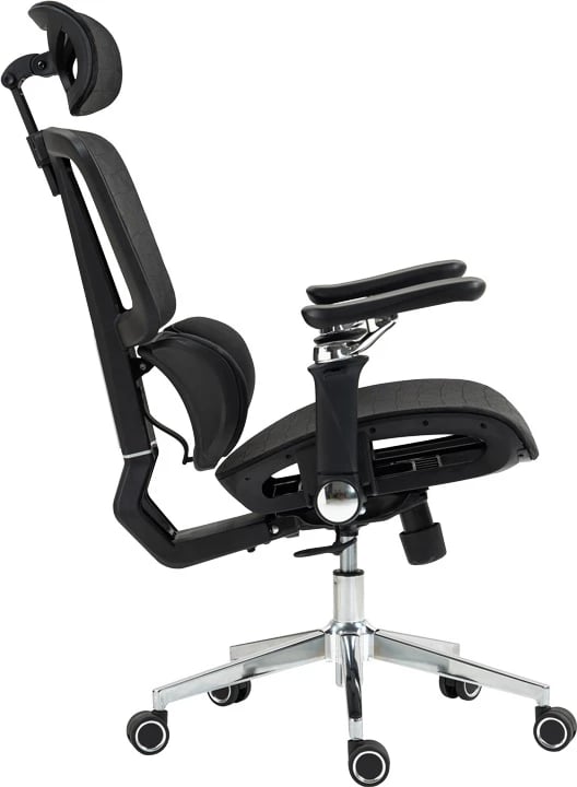 Karrige pune menaxheri Jeffer, rrjetë e zezë, 67x62x115-125cm