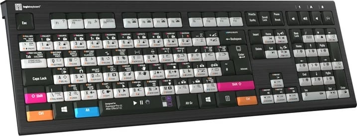 Tastierë LogicKeyboard Astra 2 Adobe Filmmaker FR për PC, e zezë