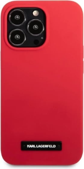 Mbështjellës Karl Lagerfeld Silicone Plaque për iPhone 13/13 Pro, 6.1", e kuqe
