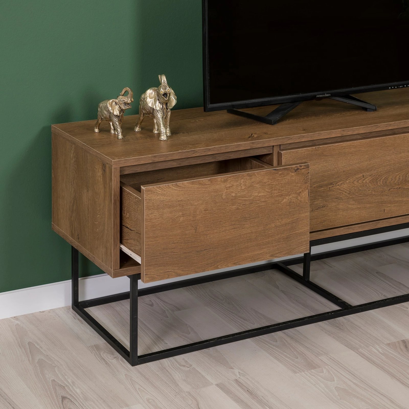 Set mobiljesh për dhomë dite, ngjyrë arre dhe e zezë, Laxus Takım 14