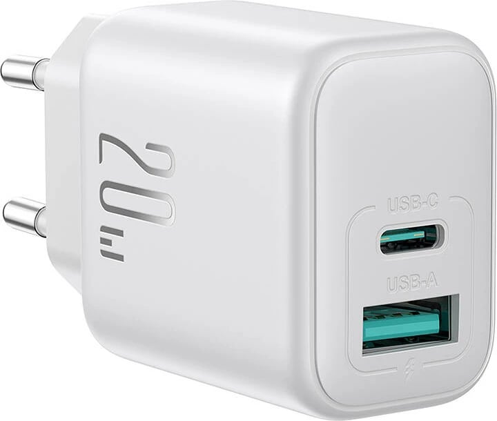 Karikues rrjeti Joyroom JR-TCF21 me dy porta (USB-A + USB-C), 20W, i bardhë