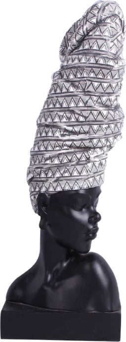 Figurë dekorative DAME 1, polirezine, e zezë-bardhë, 16x14x44 cm