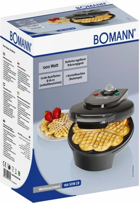 Toster për waffle Bomann WA 5018 CB 1, 1200W, i zi 