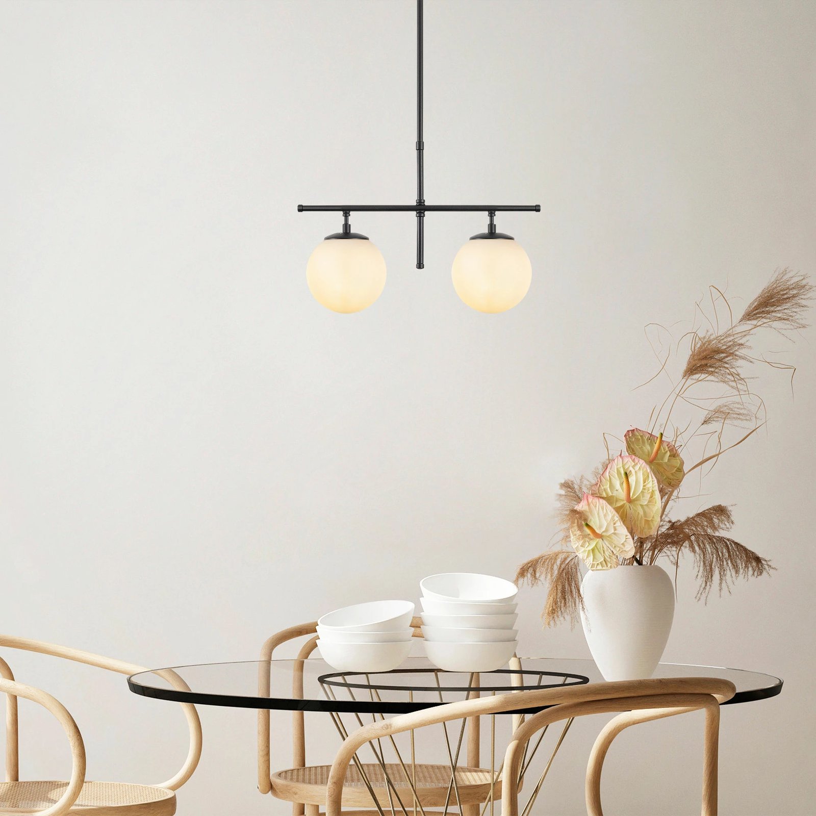 Llambë tavani Opviq Roe - 10755, ngjyrë e zezë/krem, lartësi e rregullueshme