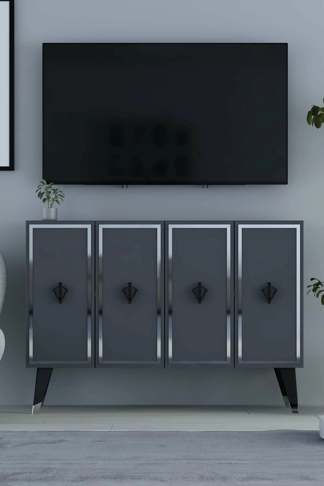 Konsol Skye Decor, anthracite, e zezë, argjend, 8178KM-32