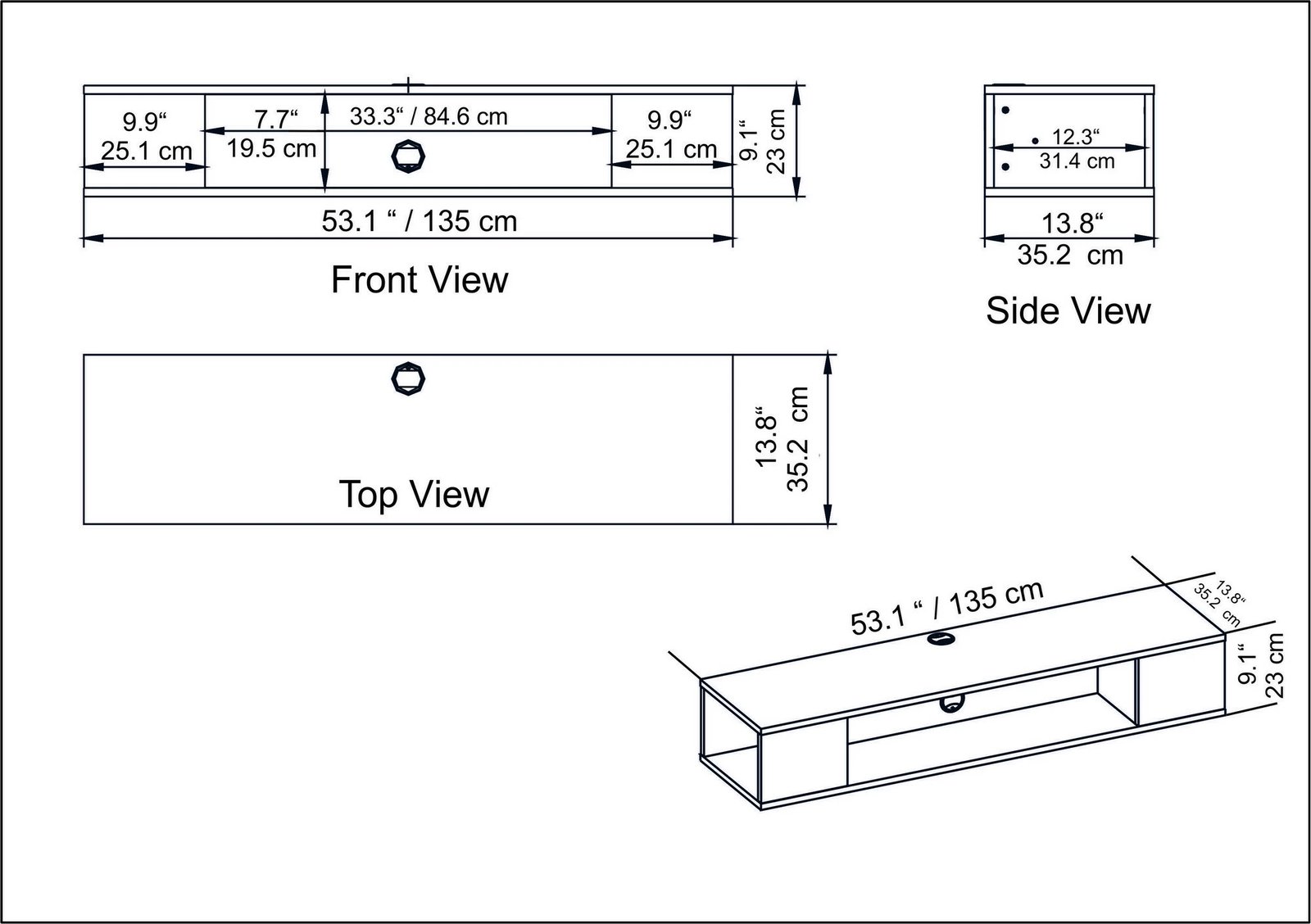 Komodë TV Hanah Home, Peti, e bardhë