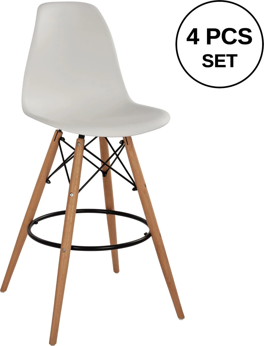 Karrige për bar Renata e bardhë FH0173.01 58x56x107 cm., set prej 4 copash