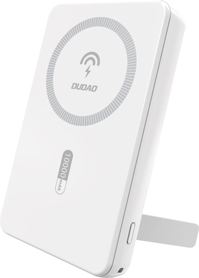 Powerbank Dudao K14S+, 10000mAh, 20W, USB-A/USB-C/MagSafe, me mbajtëse, Bardhë
